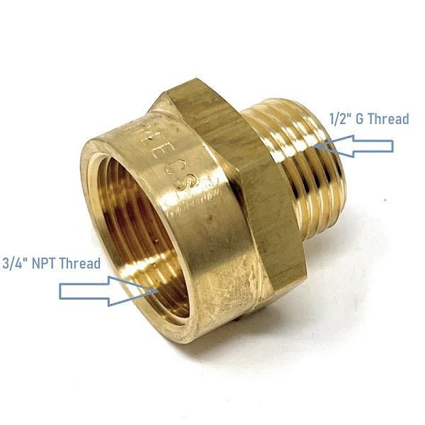 G Thread (British BSPP) Male to NPT Female Adapter - Lead Free (1/2" x 3/4") - Image 3