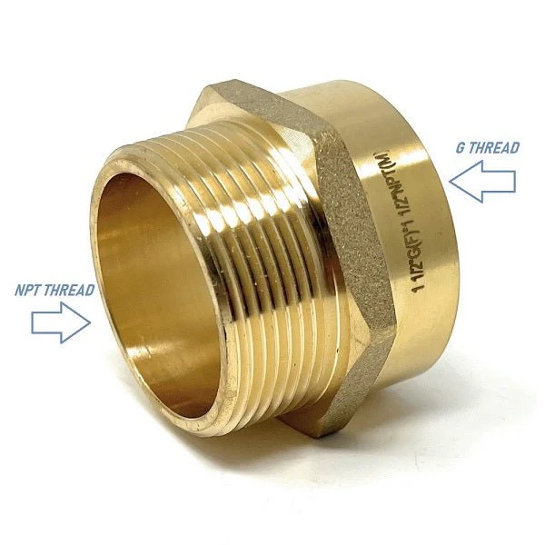Lead-Free G Thread (British BSPP) Female to NPT Male Adapter (1 1/2" x 1 1/2") - Image 4