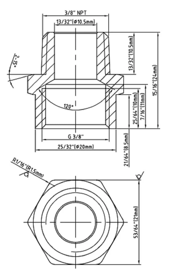 G Thread (British BSPP) Female to NPT Male Adapter - Lead Free (3/8" x 3/8") - Image 12