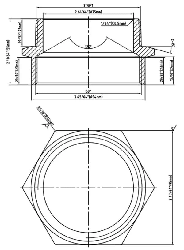 Lead-Free 3" G Thread (British BSPP) Female to NPT Thread Male Pipe Fitting Adapter - Image 11