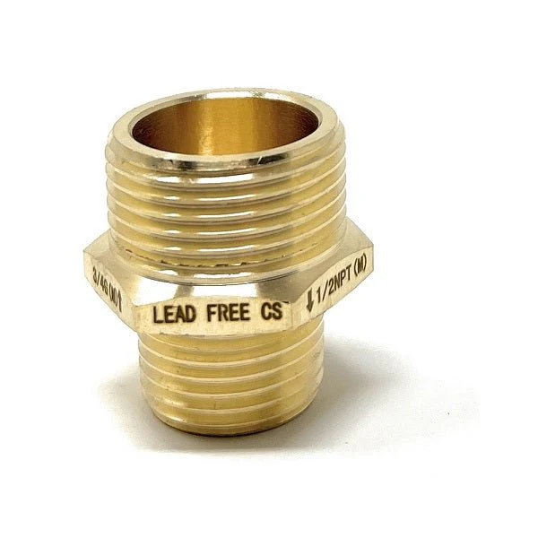 G Thread (British BSPP) Male to NPT Male Lead-Free Adapter (3/4" x 1/2")