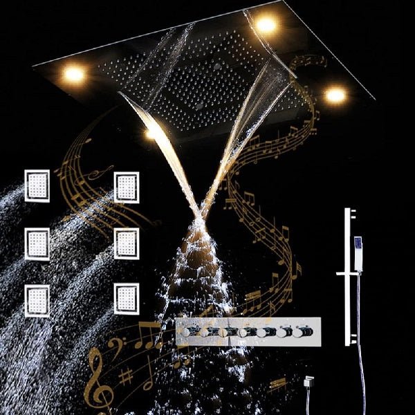 Luxurious Design 23"x31" LED Shower System with Bluetooth Speaker and Sliding Bar - Image 2