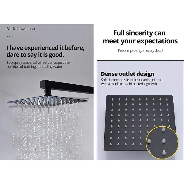 Luxury 10" Square Wall Mounted Shower System, Dual Handle - Image 8