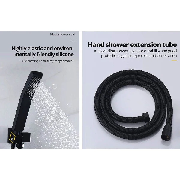 Luxury 12" Square Wall Mounted Shower System, Dual Handle - Image 9
