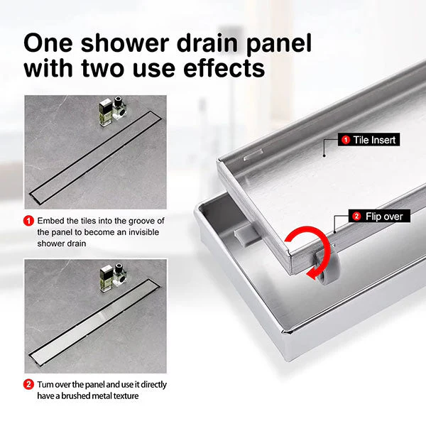 Cascada Linear Shower Drain 304 Stainless Steel Tile Insert Drain Fast Drainage - Image 9