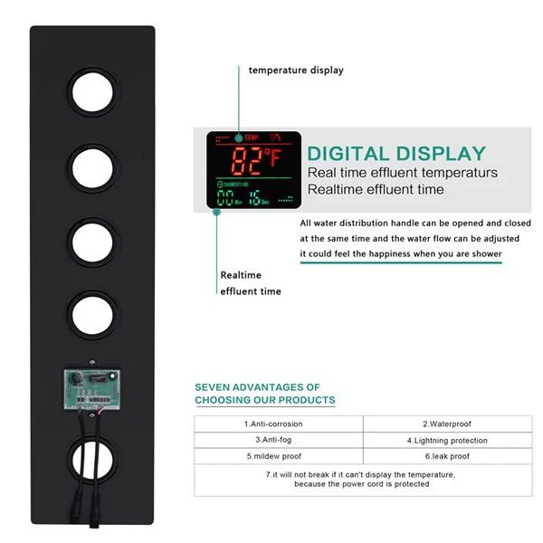 Naples 9"x22" LED Digital Music Shower System By Cascada Showers - Image 5