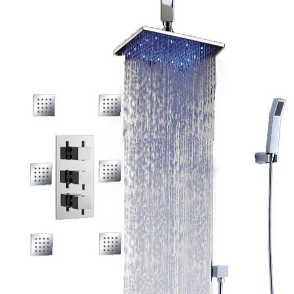 Tuscany LED Rainfall Thermostatic Shower System - Ceiling Mount