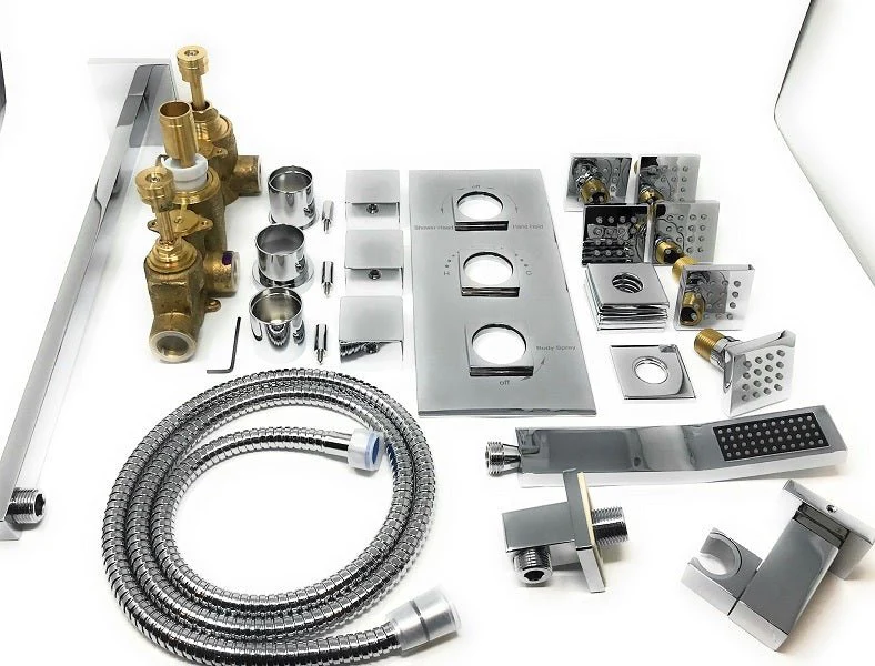 Tuscany LED Rainfall Thermostatic Shower System - Wall Mount - Image 13