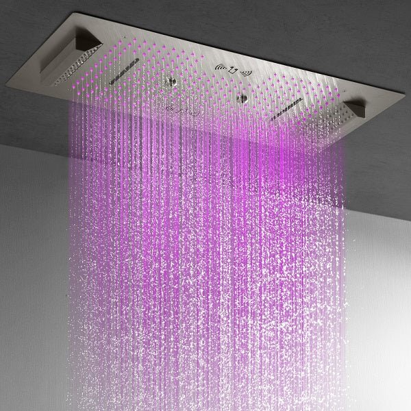 Verona 16"x36" Brushed Nickel Music LED Showerhead By Cascada Showers - Image 8